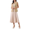 thumbnail image 2 of INSPIRE CHIC Women's Suit Vest Tops Work Sleeveless Button Down Blazer Waistcoat L Khaki, 2 of 5