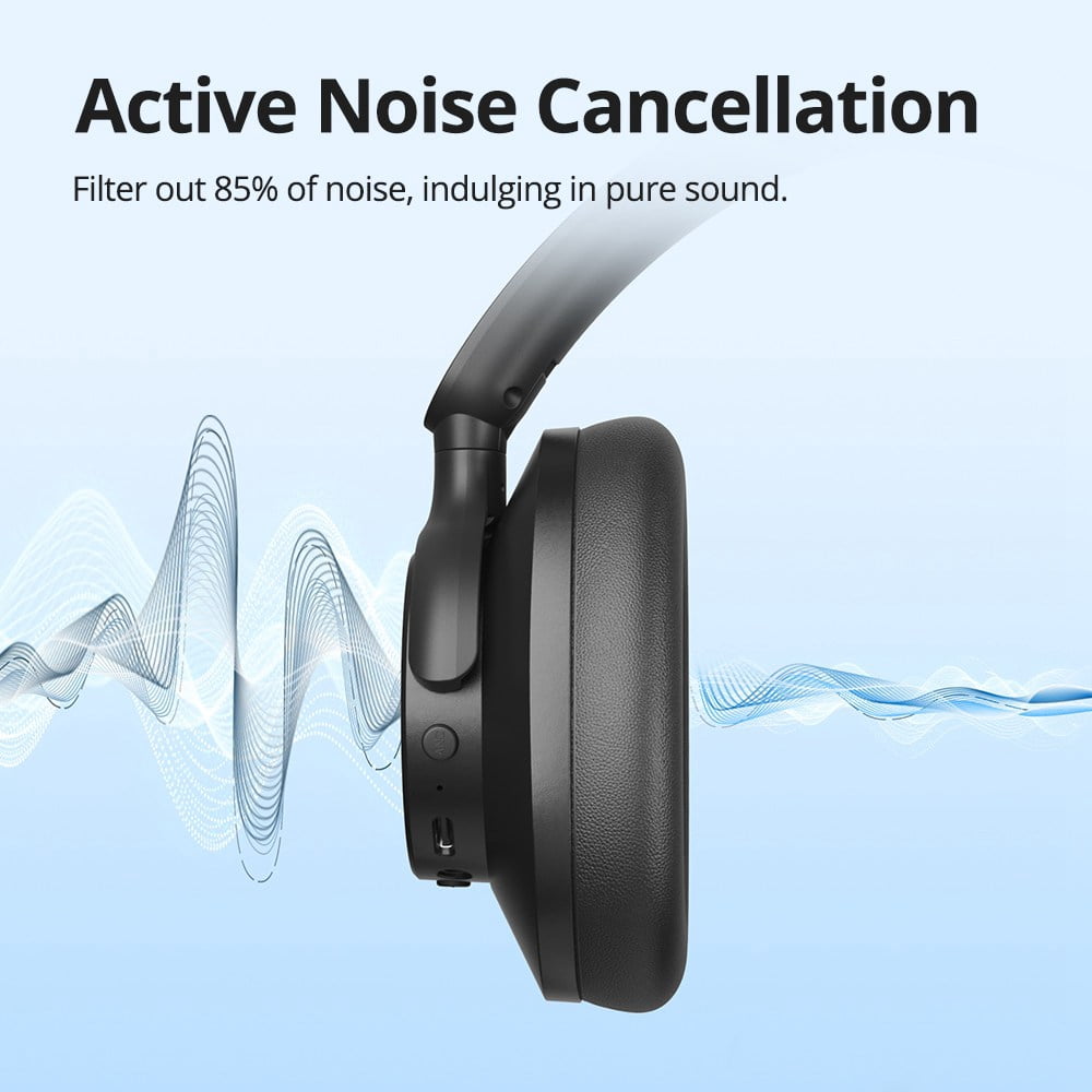 Tronsmart SOUNFII Q20 Bluetooth Single Feed Noise Cancelling Over-Ear Headphones Black