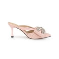 thumbnail image 3 of BLISSFUL STEP Women's Shoes Pointed Toe Sparkly Rhinestone Bow Stiletto Heels Mules Pink 8, 3 of 8