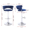 thumbnail image 4 of Hassch 2 Pack Swivel Bar Stools, 30.1" - 38.1" Height Adjustable Upholstered Bar Chair, Velvet Fabric Island Barstool for Small Space, Blue, 4 of 9