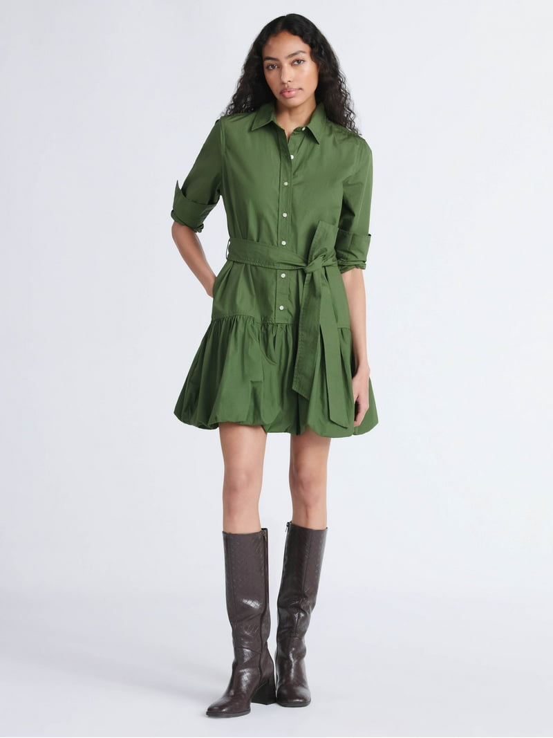 chinese dress ladies High Neck Long Sleeve Bubble Hem Dress main image 1