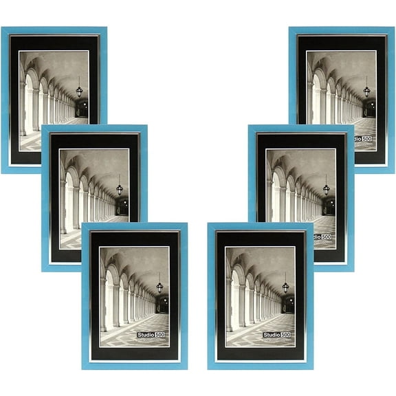 Studio 500 Sleek Collection 6-Opening 8 by 10-Inch Photo Frames, Blue