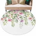 thumbnail image 6 of Pink Green Spring Round Rug 6ft Washable Circle Kitchen Rugs Non Slip Floral Eucalyptus Leaves Watercolor Plant Large Area Rug Indoor Floor Carpet for Bedroom Living Room Home Office Dining Room, 6 of 8