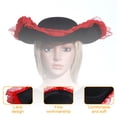 thumbnail image 4 of Slccxzc Womens Pirate Captain Hat, Lace Edge Wide Brim Pirate Hat for Party, 4 of 7