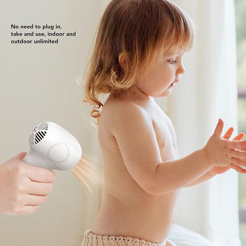 Kids Cordless Hair Dryer, Low Noise Quiet Gentle Baby Hair Dryer for Infant with 2 Speed Constant Temperature, Rechargeable Portable Mini Baby Butt Blow Dryer for Toddler (White