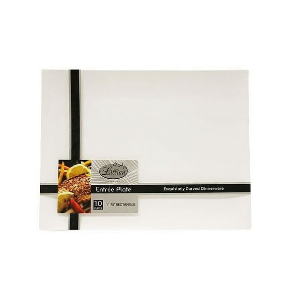 Lillian White 11.75" Rectangular Plastic Dinner Plates 10ct.