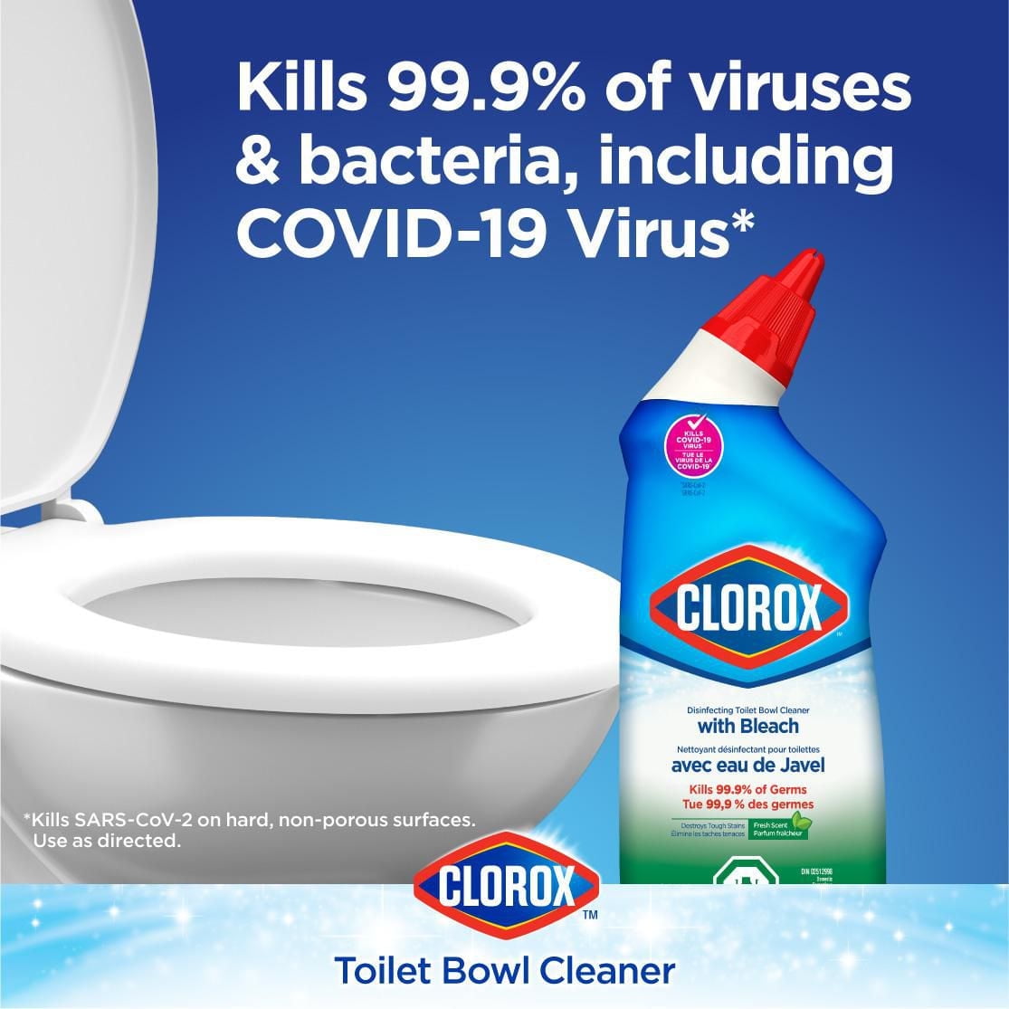 Clorox® Disinfecting Toilet Bowl Cleaner with Bleach, Fresh Scent, 709 mL