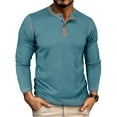 thumbnail image 2 of Clothing Henley T Shirts for Men Long Sleeve Button Henley T-Shirts Fashion Casual Comfortable Long Sleeved Shirt Vintage T Shirt Base Top Casual Basic Tops, 2 of 7