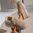 thumbnail image 4 of Winter Flat Shoes for Women Suede Fuzzy Warm Platform Low Top Booties Slippers Buckle Strap Casual Round Toe Slip on Walking Shoes Khaki Size 6.5, 4 of 8