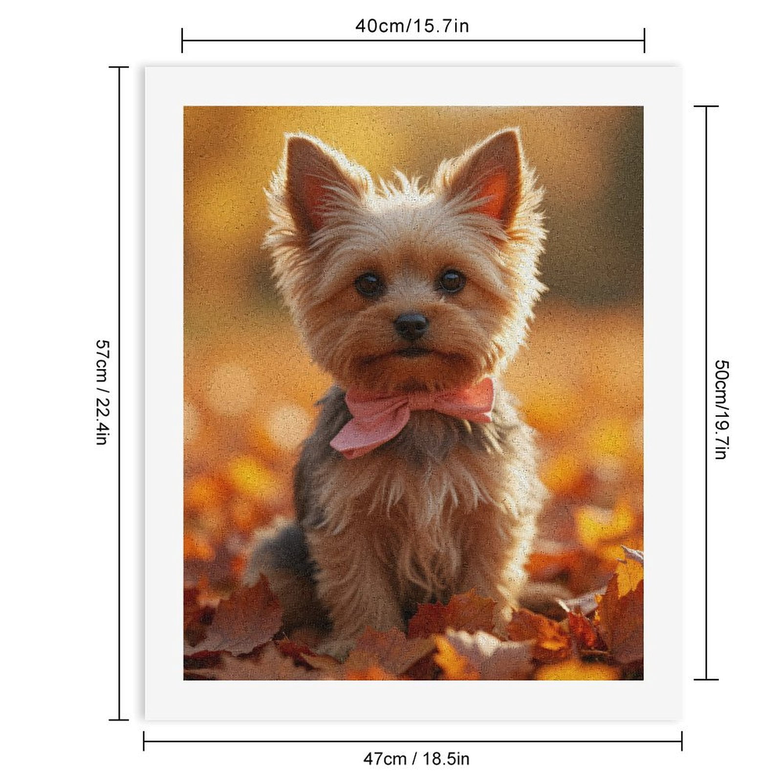 Paint By Numbers Kit for Adults Beginner - Small Dog Autumn Leaves Bowtie DIY Canvas Painting Kits for Adults, Frameless Paint By Number for Adults for Home Wall Decor 16x20 Inch