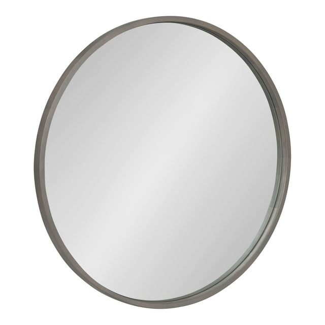 Kate and Laurel Valenti Miroir Mural Rond de Style Ferme, 28 Pouces de Diamètre, Gris, Miroir Décoratif Rond