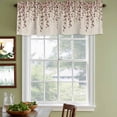 thumbnail image 3 of 2 Pack Brown Eucalyptus Leaves Valances for Windows Bedroom Living Room Window Treatments, Spring Leaves Plants Country Beige Rod Pocket Valance Drapes Short Kitchen Curtains Over Sink 54"x18", 3 of 8