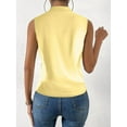 thumbnail image 4 of Womens Pleated Tank Tops V Neck Casual Sleeveless Blouses Summer Basic Vest Shirt Light Yellow L, 4 of 5