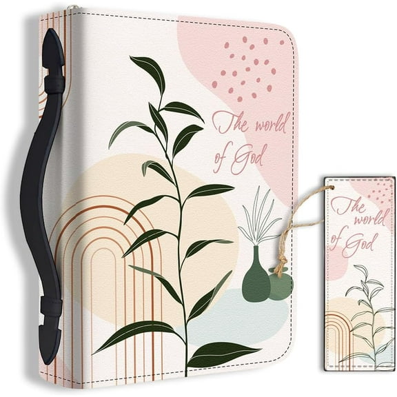 1pc Large Bible Cover 8x11 inch PU Leather Bible Case with Bookmark Boho Theme Bible Carrying Case