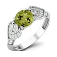 thumbnail image 2 of 1.11 Ctw Round Shape Peridot 925 Sterling Silver Solitaire Bridal Vine Leaf Women Valentines Day Gifts Ring, 2 of 3