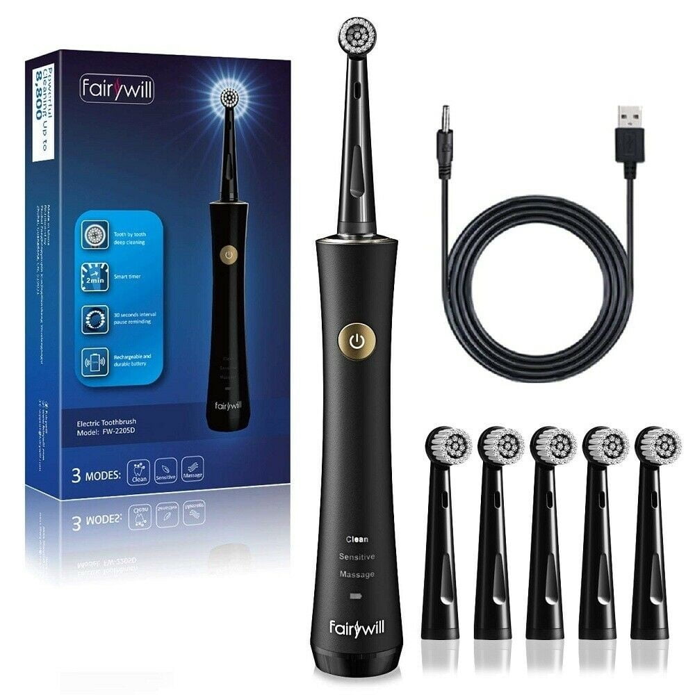 Hanasco Electric Toothbrush Sonic, 6 DuPont Brush Heads & Travel Case