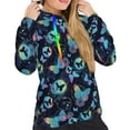 thumbnail image 5 of Yiaed Blue Butterfly Print Womens Casual Hoodies Crew Neck Long Sleeve Sweatshirts With Pocket Pullover Tops Women's Hooded Sweatshirt-X-Large, 5 of 5