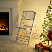 UBesGoo 1 Pack Folding Chair, Foldable Bamboo Seat, Easy Storage Seating for Indoor Outdoor Event Commercial, White