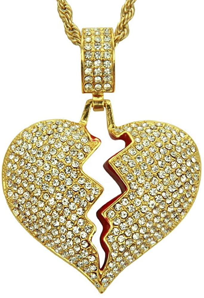 Men's Broken Heart Chain Pendant,18k 
