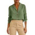 thumbnail image 5 of GUACER Long Sleeve Blouses for Women Casual Cotton Linen Button Down V Neck Loose Elegant Business Clothes, 5 of 8