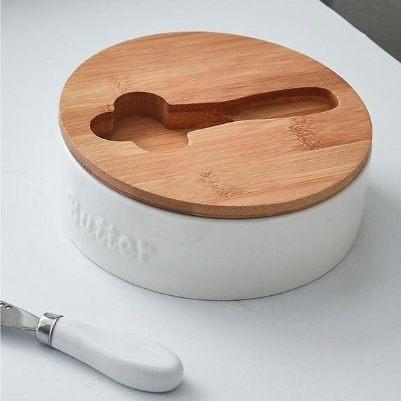 Ceramic Butter Dish with Lid and Knife