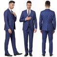 thumbnail image 2 of Beauty-Emily Men's 3-Piece Suit Set – Slim Fit Plaid Blazer, Vest & Pants, Elegant Formal Suit for Business, Wedding & Special Events, 2 of 12