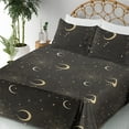 thumbnail image 3 of Ambesonne Celestial Fitted & Flat Sheet with Shams 4 Pcs Set, Outer Space Moon Orbit, Calking, Charcoal Grey Pale Yellow, 3 of 5