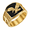 Gold, variant on Men's Eagle Signet Ring, Stainless Steel Black Face Bold Statement Style, Sizes 7-13, Sculpted Side Detail, Gold-Tone or Silver-Tone Look for Dinners, Parties and Gift for Him
