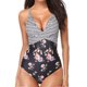 thumbnail image 1 of Traje de baño para mujer Color Block V Neck Bikini Sets para niña femenina (L Black Flora) FLhrweasw Para estrenar, 1 of 9