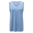 thumbnail image 5 of WIZUTIZ Corset Tops for Women up to 30% Off Plus Shirts Short Sleeve Loose Fit Athletic Solid Tshirts Summer-Beach Ladies Blouse Holiday Beach Trendy Tops Oversize Lightweight V-Neck T-shirt Blue L, 5 of 6