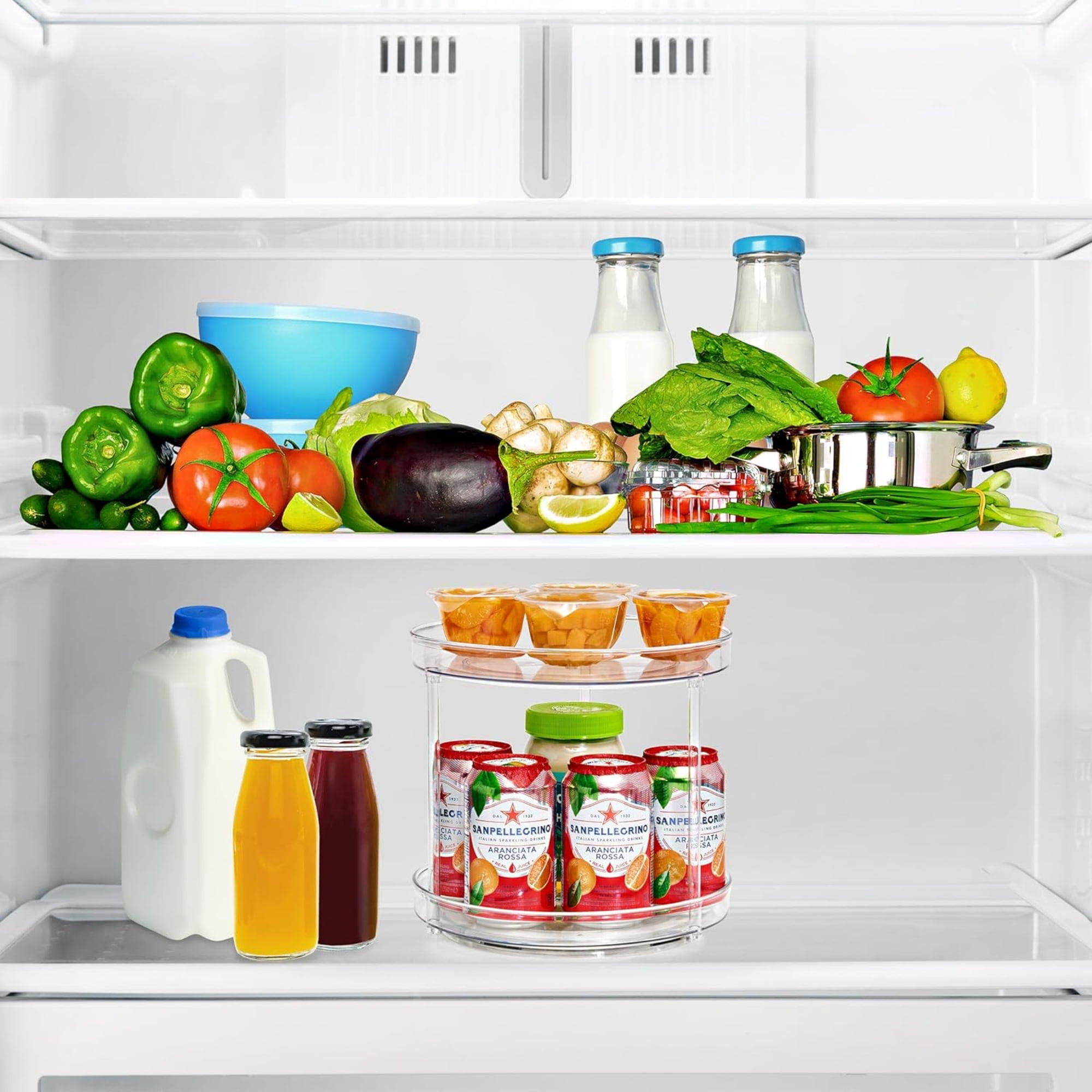 Sorbus 9-Inch 2-Tier Clear Lazy Susan with 2 Flat Turntables | Fridge, Pantry, Cabinet Organizers