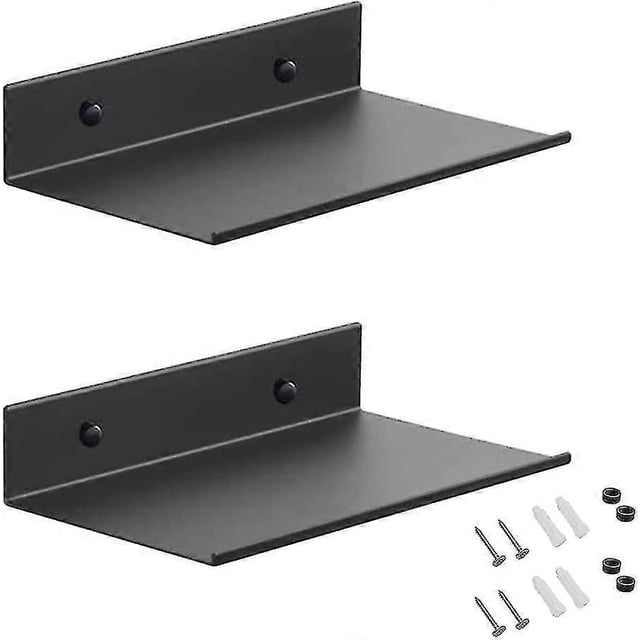 Metal Wall Shelves, 2 Pieces 20cm Black Floating Shelf, Wall Mounted Shower Shelf, Wall Mounted Rect