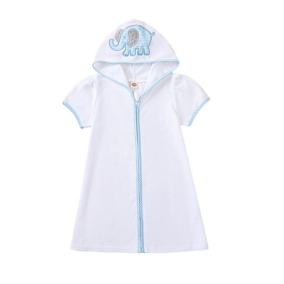 MEZZALL Girls Romper And Jumpsuit Kids Bathing And Swimming Hooded Cover Up Embroidered Elephant Design Versatile Beach Towel Outfits Toddler Beachwear Leisure / 2-3 Years