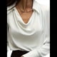 thumbnail image 3 of Blusa Elegante de Satén de Seda para Mujer, con Cuello Vuelto, Fruncido en la Parte Delantera, Drapeada, Larga, para Oficina y Trabajo. M, 3 of 6