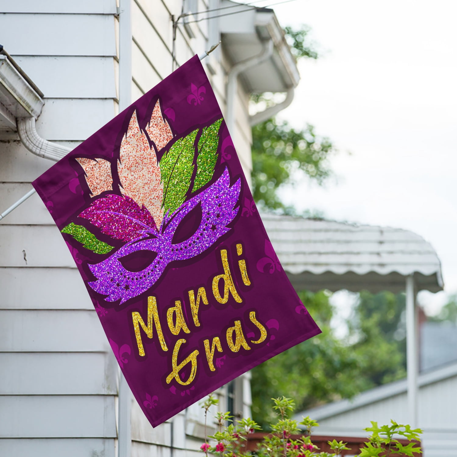 America Forever Flags Glitzy Mardi Gras Mask, Mardi Gras House Flag, Masquerade Masks Fleur De Lis Carnival 28 x 40 Inch Double Sided Seasonal Yard Outdoor Holiday Decorative Flag