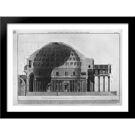 - Section along the Pantheon, which shows the pronaos or portico and the interior of the Temple 38x28 Large Black Wood Framed Print Art by Giovanni Battista Piranesi