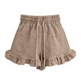 thumbnail image 3 of StSilkitty Girls Ruffle Shorts Solid Color Mid Waist Drawstring Elastic Shorts Summer Beach Casual Shorts, 3 of 7