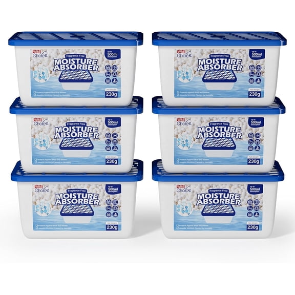 Moisture Absorbers, Portable Humidity Absorber Boxes for Your Bathroom, Closet & Car, Dehumidifier with Fragrance Free, 6 Pack