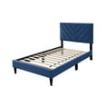 thumbnail image 6 of JERFIT Twin Size Velvet Upholstered Bed with Adjustable Headboard, 12-Slat Support System, Navy Blue Modern Platform Bed Frame, No Box Spring Needed, 6 of 7