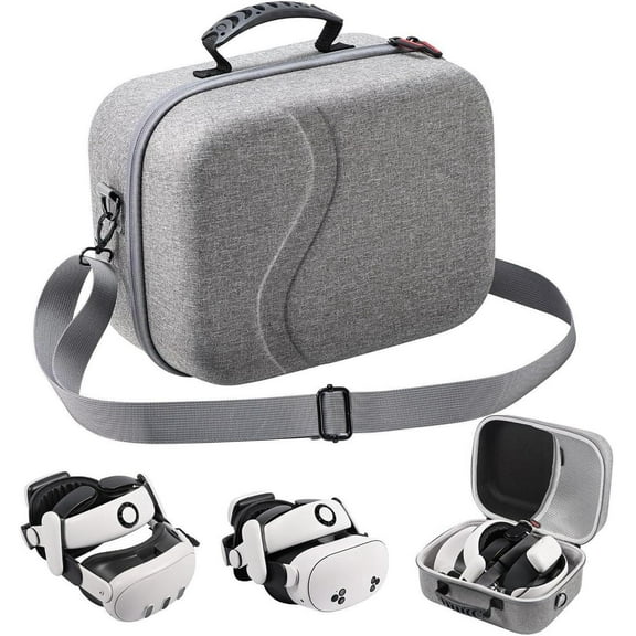 Large Carrying Case for Meta Quest 3S / Quest 3, Hard Travel Case Compatible with BOBOVR S3 Pro/KIWI Design Battery Head Strap, Quest Controller and Accessory, Portable Travel Bag, Grey