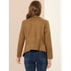 thumbnail image 5 of Chaqueta de gamuza sintética para mujer Cárdigan de outwear drapeado con solapa frontal abierta Marrón L, 5 of 6