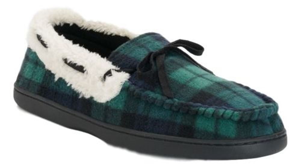 mens plaid moccasin slippers