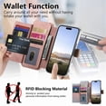 thumbnail image 5 of Wallet Case for Samsung Galaxy S26 Ultra 5G 6.9" 2-in-1 PU Leather【RFID Blocking】Flip Card Holder Zipper Pocket, Metal Ring Stand Shockproof Magnetic Detachable Cover,Pink,For Galaxy S26 Ultra 5G, 5 of 11