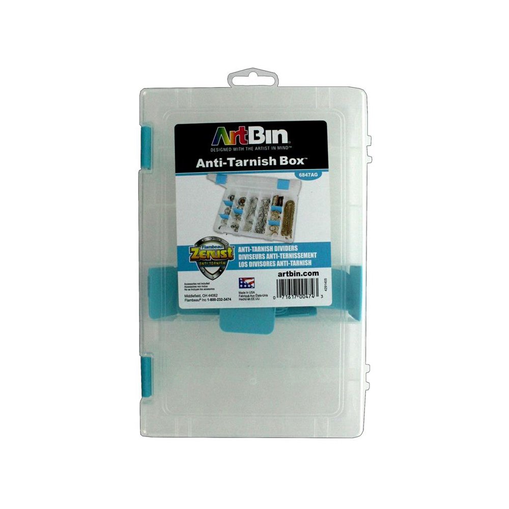 ArtBin, Anti Tarnish Box, 4 Fixed Compartments, 12 Removable Aqua