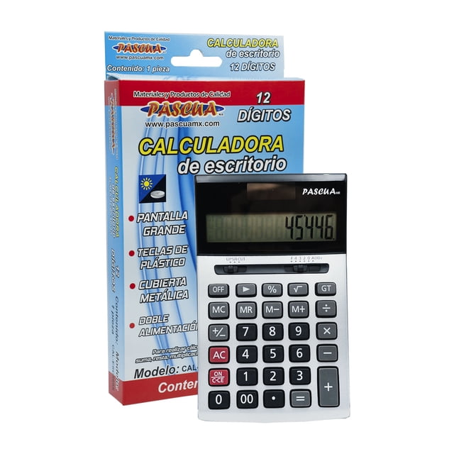 Calculadora Escritorio Mediana 12 Dígitos 10.4x17cm Pascua