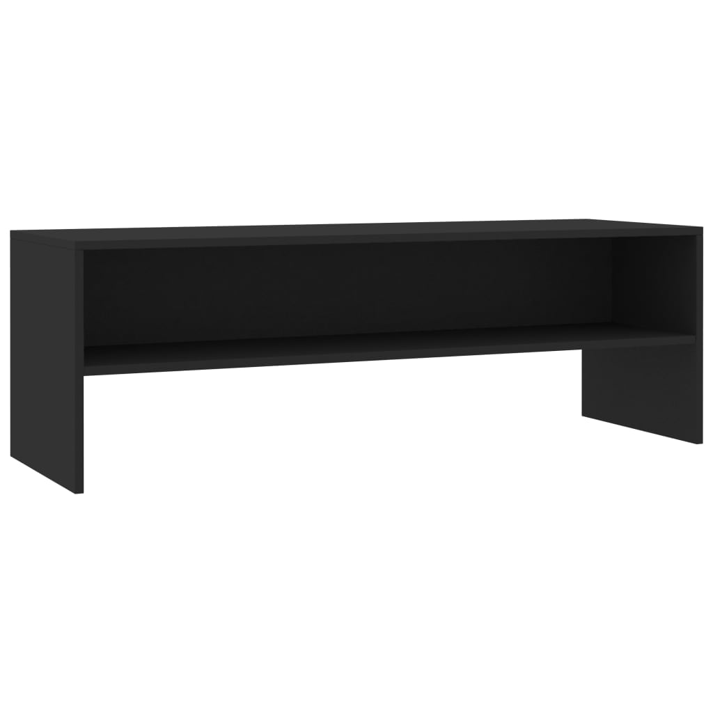 Veryke Modern TV Stand with Two-Tier Shelf, Media Storage Console for Living Room - Black