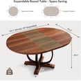 thumbnail image 3 of iPormis 59'' Extendable Round Dining Table for 4 to 8, Kitchen Table with Sturdy X-Base Metal Legs, MDF Board , Space Saving, Easy Assembly,Walnut, 3 of 8