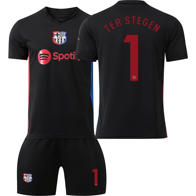 2425 Camiseta de visitante del Barcelona chaleco negro 19 Yamal No. 10 Messi traje de uniforme de fútbol camiseta transfronterizaNúmero 1 Telstegen