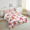 thumbnail image 3 of Manfei Happy New Year 3pcs King Size Comforter Sets,Geometric Plaid Bedding Comforter Set,Christmas Gifts Super Cozy Bedding Set,Breathable Kawaii Home Decor,Reversible, 3 of 8