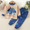 thumbnail image 2 of Fesfesfes Boys Striped Pajamas Sets Size 3 Months-6 Years Cute Graphic Print Blouses Solid Color Elastic Waist Pants Comfortable Homewear Sets, 2 of 3